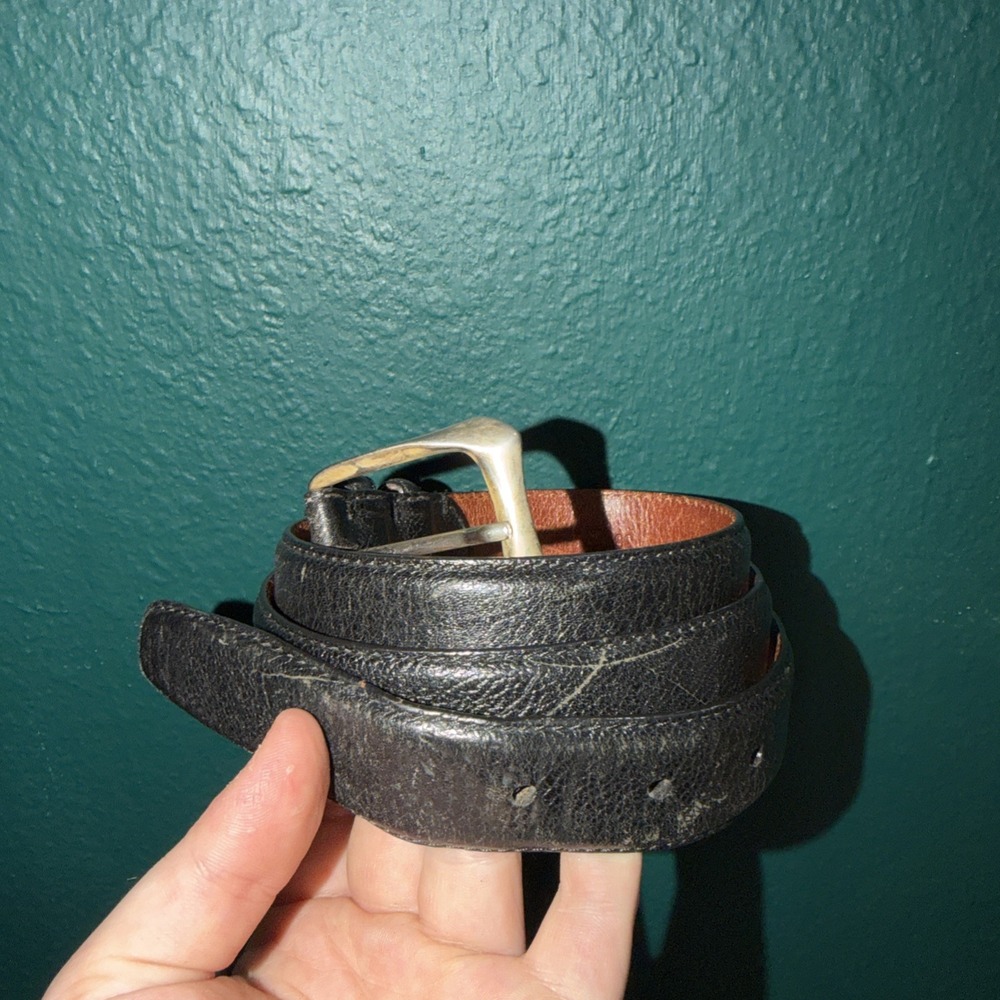 MEN'S DE VECCHI Black MADE IN ITALY GENUINE LEATHER BELT SIZE 36in/90cm.